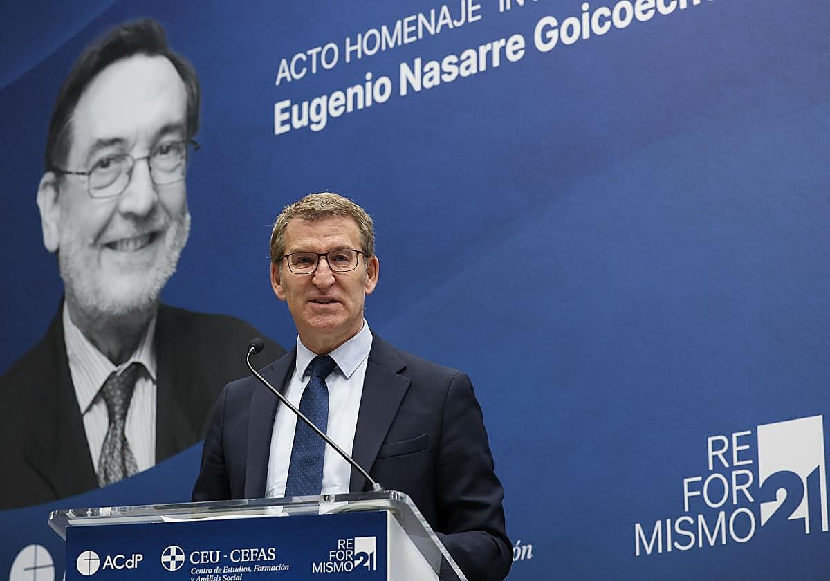 Feijóo, durante el acto de homenaje a Eugenio Nasarre