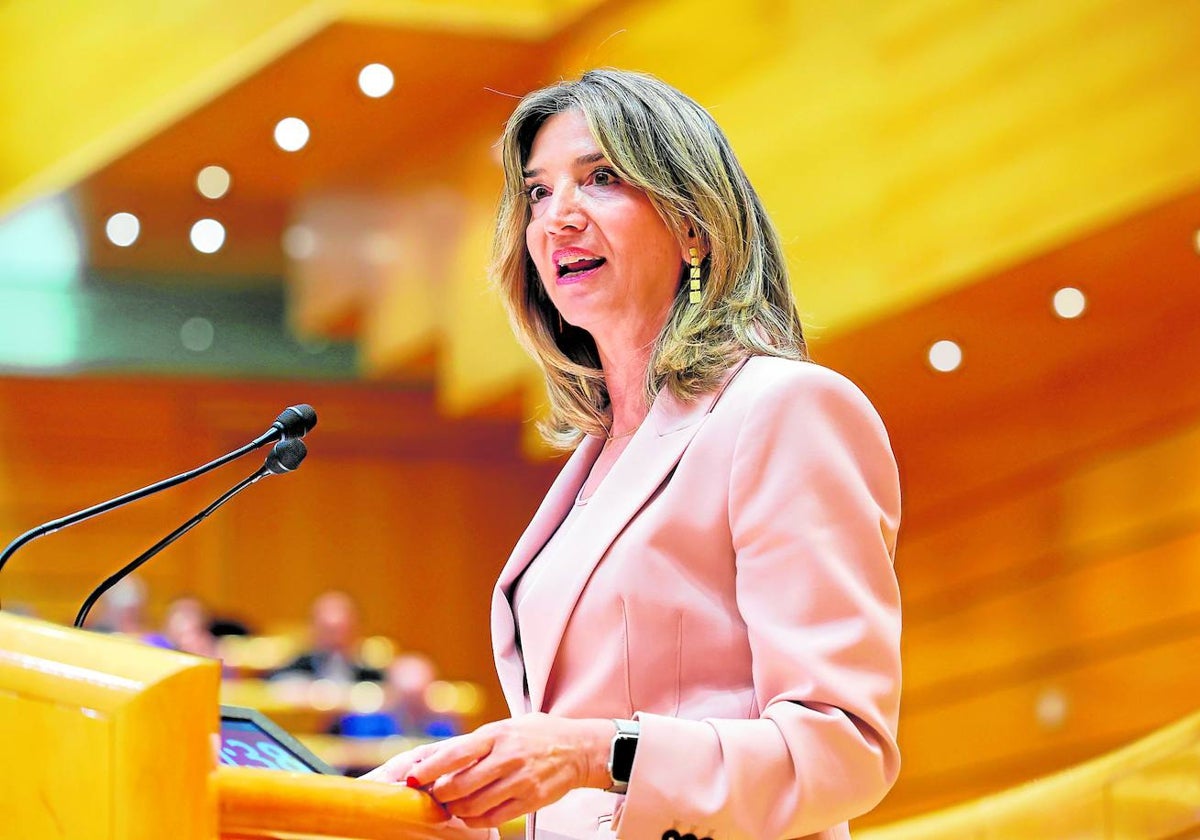 La portavoz del PP en el Senado, Alicia García, durante una sesión plenaria en la Cámara Alta