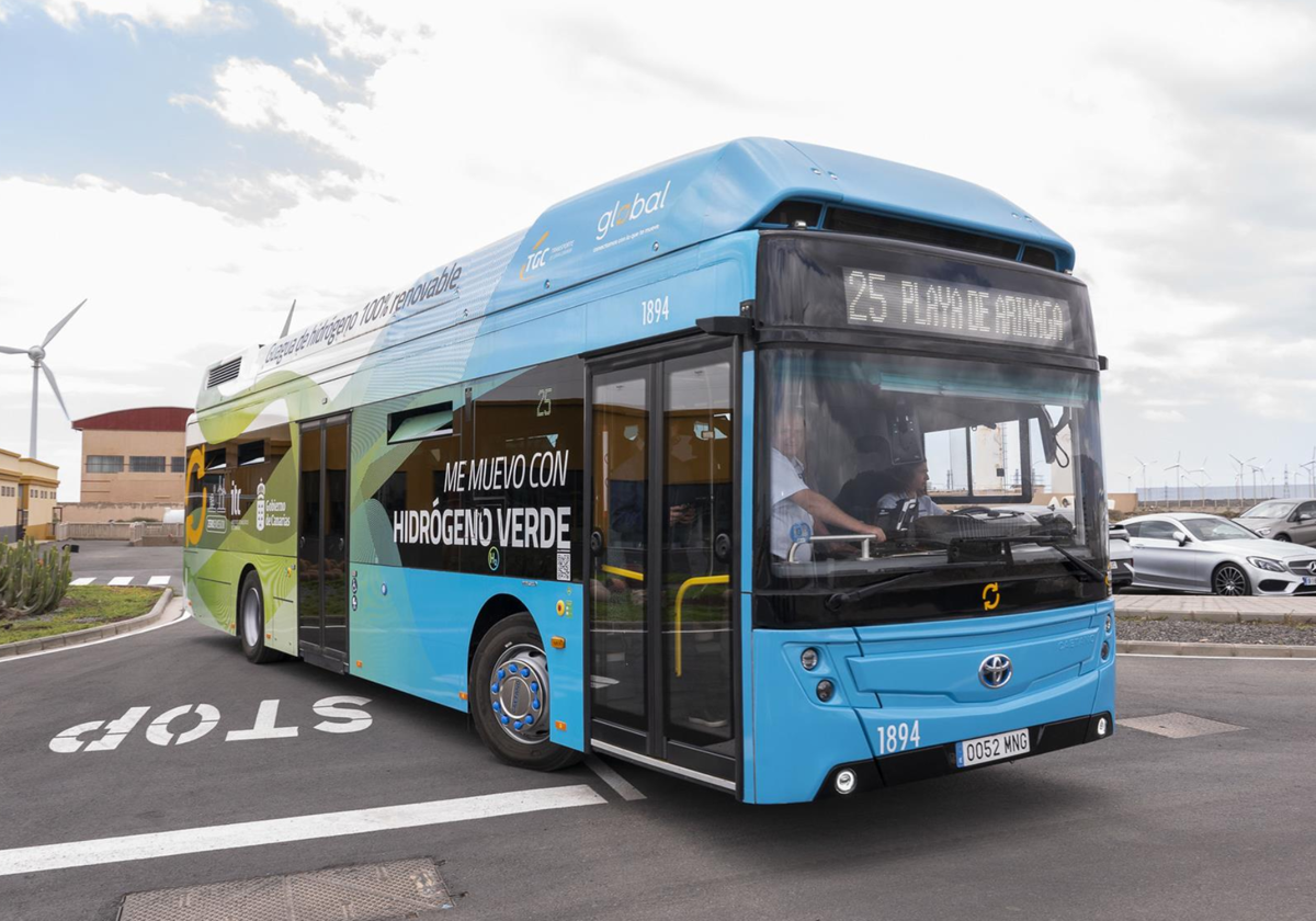 La primera guagua de hidrógeno cubrirá la ruta del sureste de Gran Canaria con la compañía Global