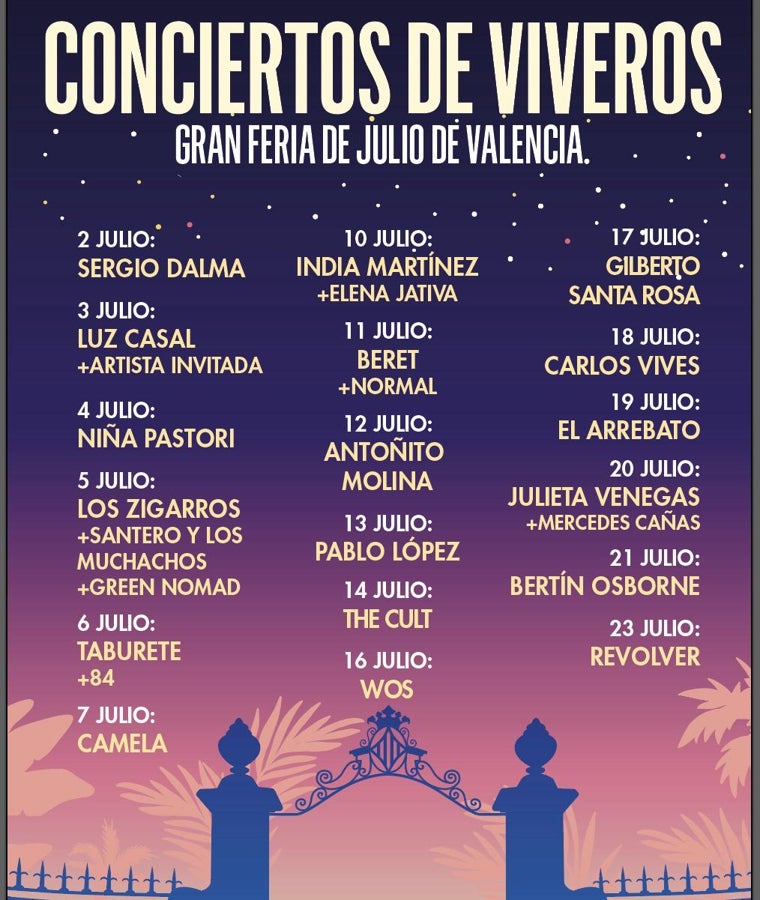 Cartel de los Conciertos de Viveros 2024