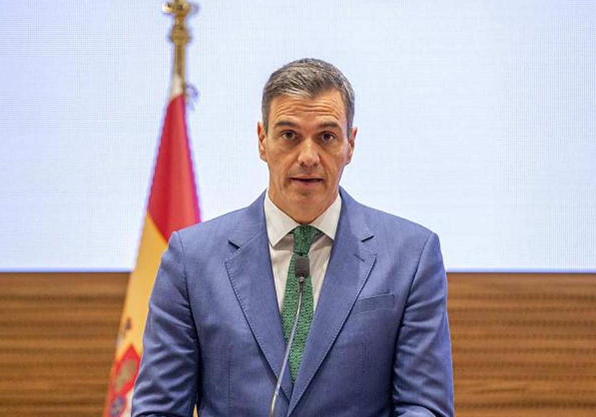 El presidente del Gobierno, Pedro Sánchez, durante su comparecencia en Catar