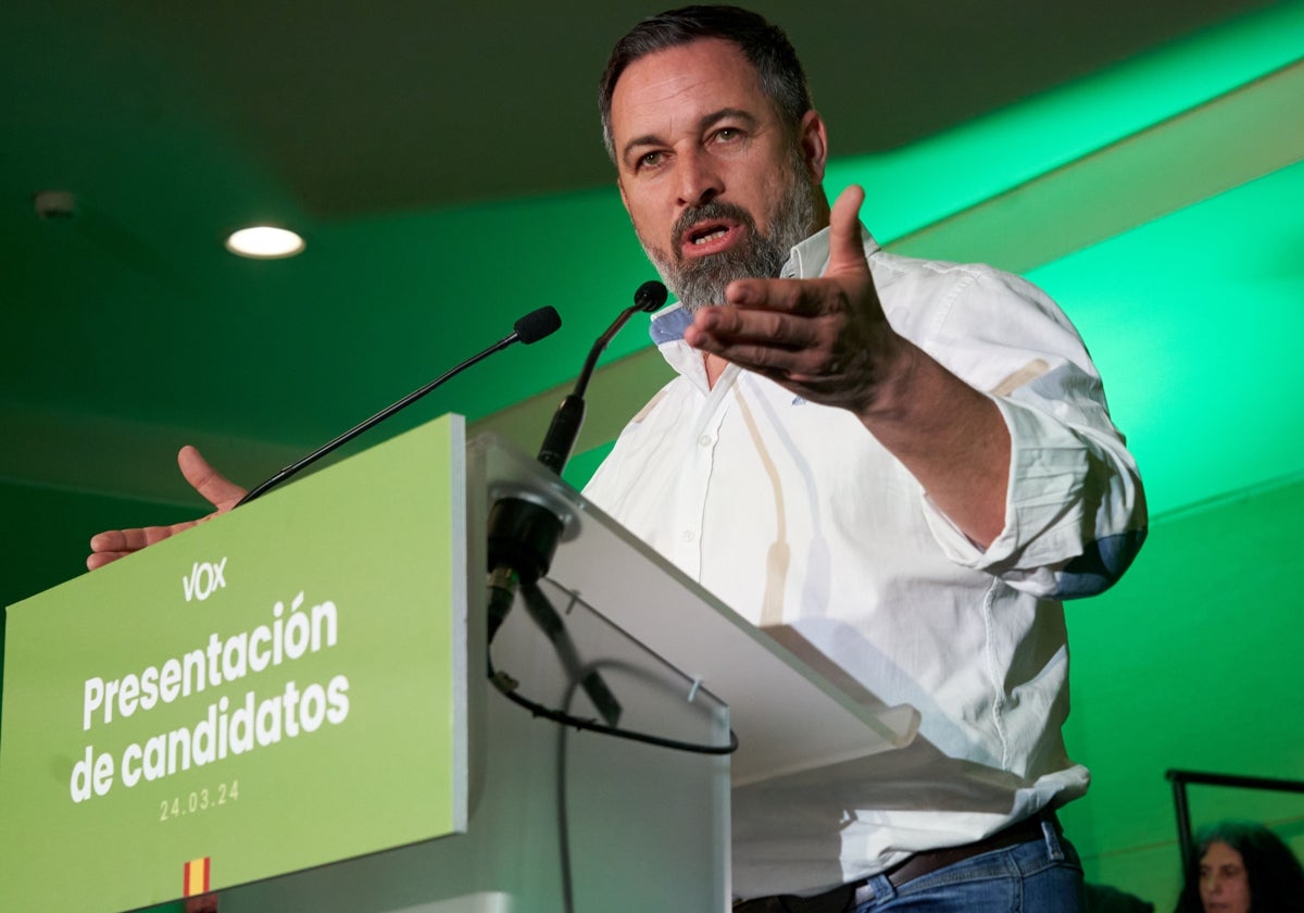 El líder de Vox, Santiago Abascal, en la presentación de candidatos a las elecciones del País Vasco