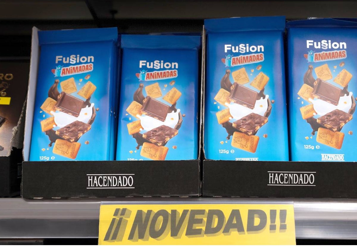 Chocolate Fussion Animadas en el lineal de un supermercado Mercadona