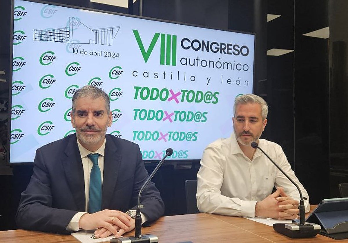 Benjamín Castro y Rodrigo Molledo , en la presentación del VIII Congreso autonómico de Csif