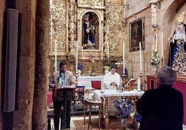 Un instante de la misa de acción de gracias por la bendición del Señor del Calvario, el martes en San Lorenzo
