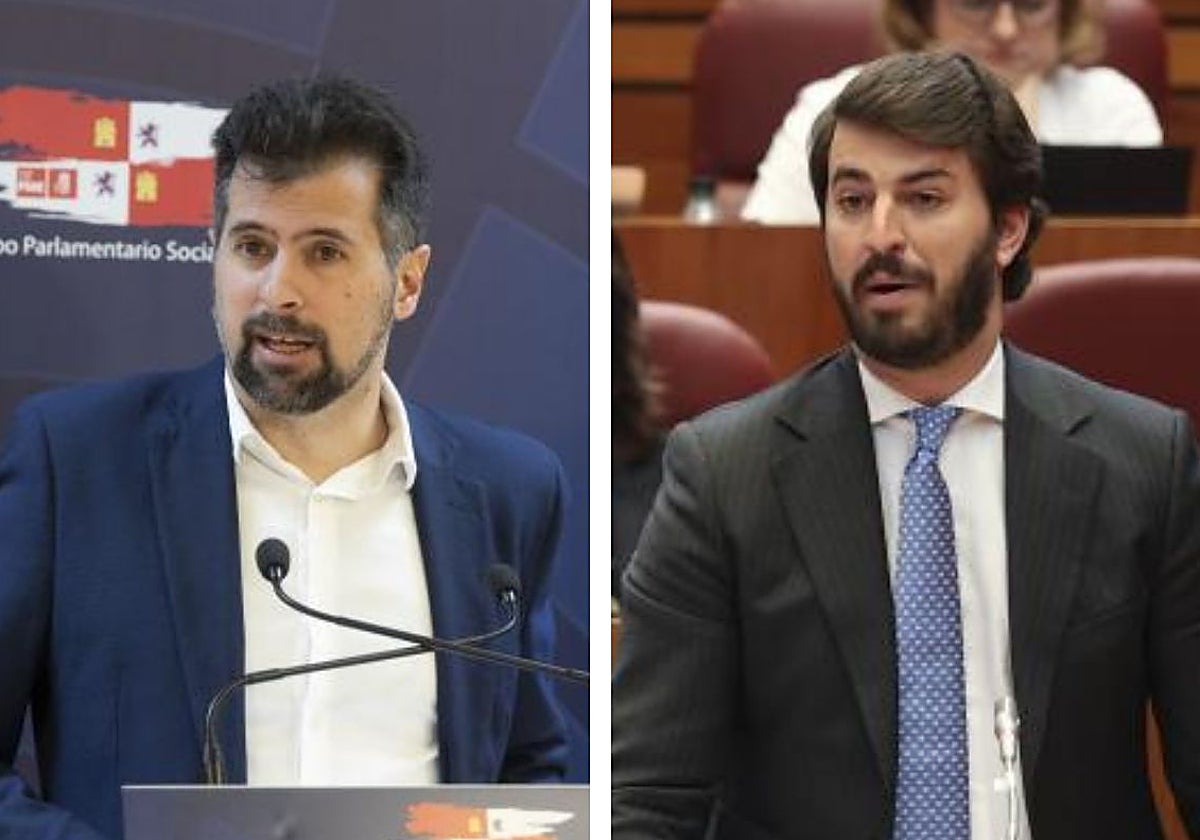 El secretario general del PSOE de Castilla y León, Luis Tudanca, y el dirigente de Vox y vicepresidente de la Junta, Juan García-Gallardo