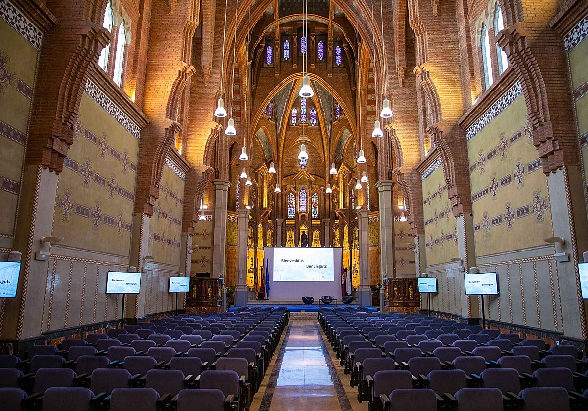 Aspecto del Aula Magna de la Universitat Abat Oliba-CEU donde se celebrará el concierto de aniversario