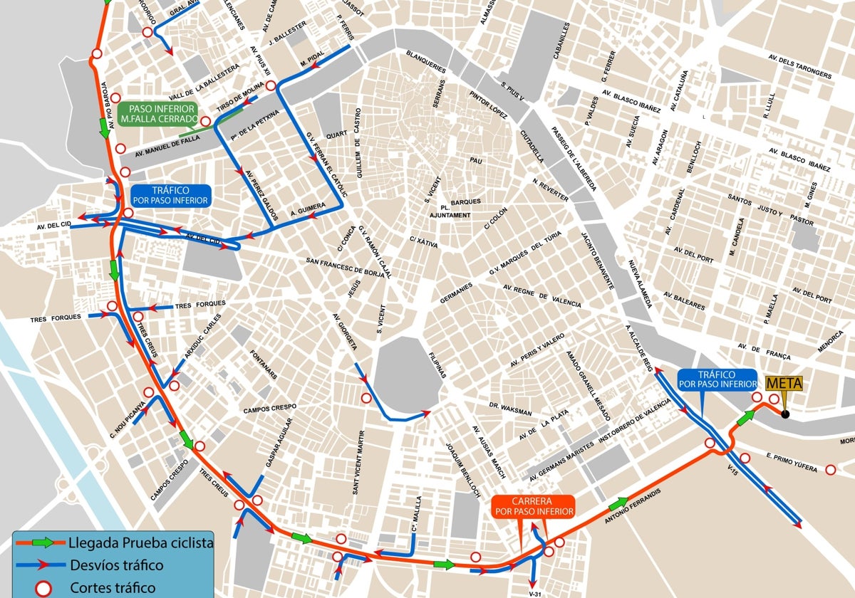 Imagen del recorrido de la prueba ciclista del Ironman 70.3 de Valencia