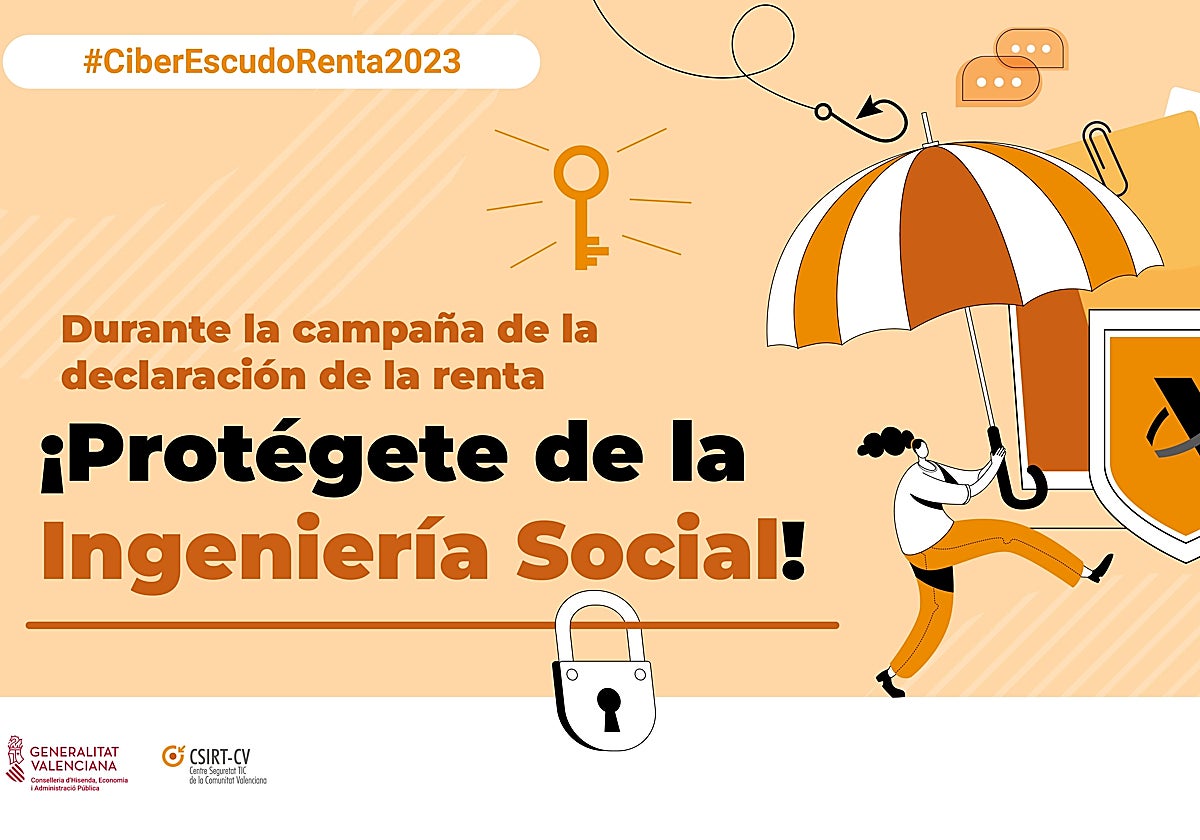 Cartel de la campaña de prevención de ciberataques impulsada por la Generalitat Valenciana.