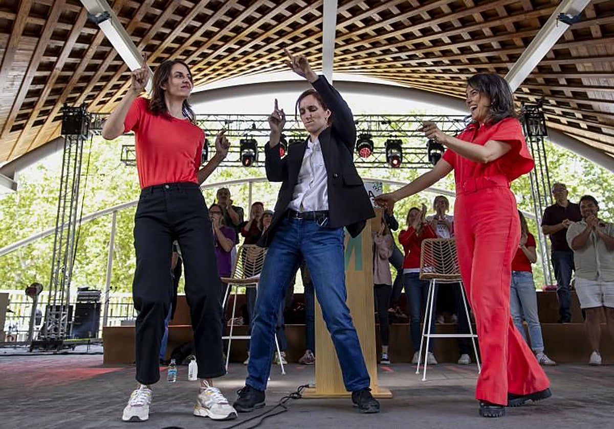 Rita Maestre, Mónica García y Manuela Bergerot, en la Verbena 'La Madrileña', organizada por Más Madrid