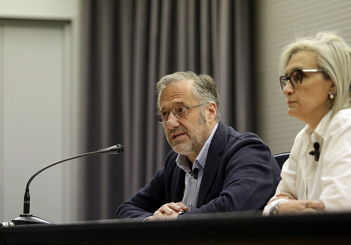 El presidente de las Cortes de Castilla y León, Carlos Pollán, durante la jornada sobre el español celebrada en la capital leonesa
