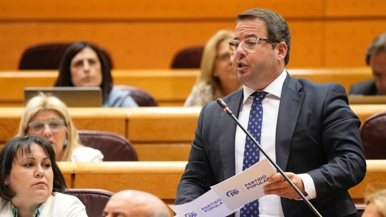 El senador Agustín Almodóbar, en la Cámara Alta durante su intervención.
