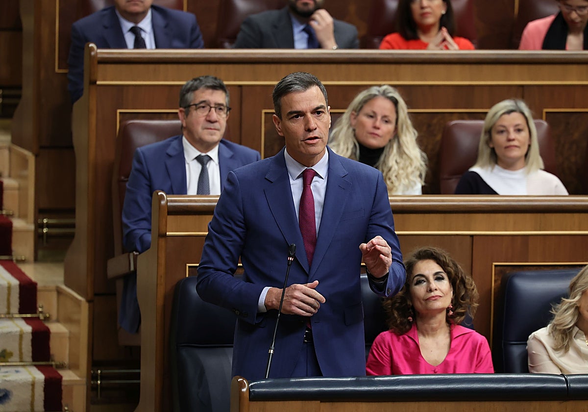 El presidente del Gobierno, Pedro Sánchez, en la sesión de control del Congreso