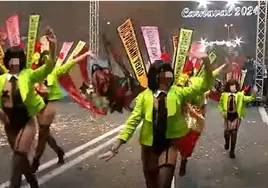 El disfraz de la polémica, que lucían en el desfile de Carnaval mujeres y también niñas, con mallas por debajo de la ropa interior.