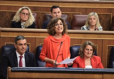 Sánchez, Montero y Ribera, en una sesión reciente del Congreso