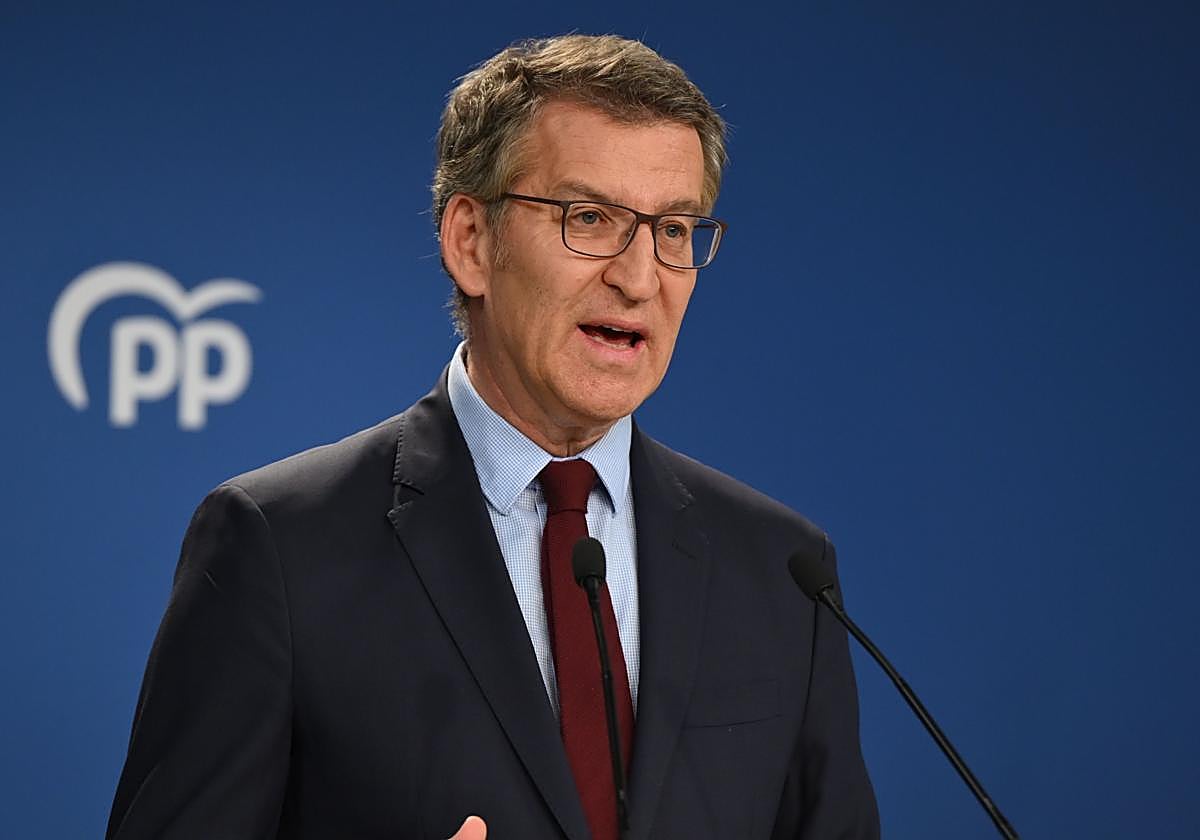 Alberto Núñez Feijóo, en un mitin del PP