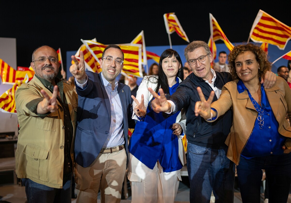 El líder del PP, Alberto Núñez Feijóo, ayer en Lérida