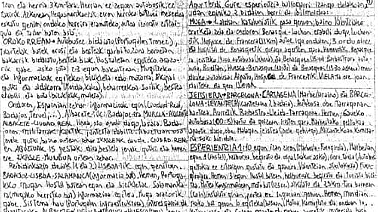 Uno de los documentos intervenidos a Susper que recogía 'kantadas' de miembros de la banda terrorista