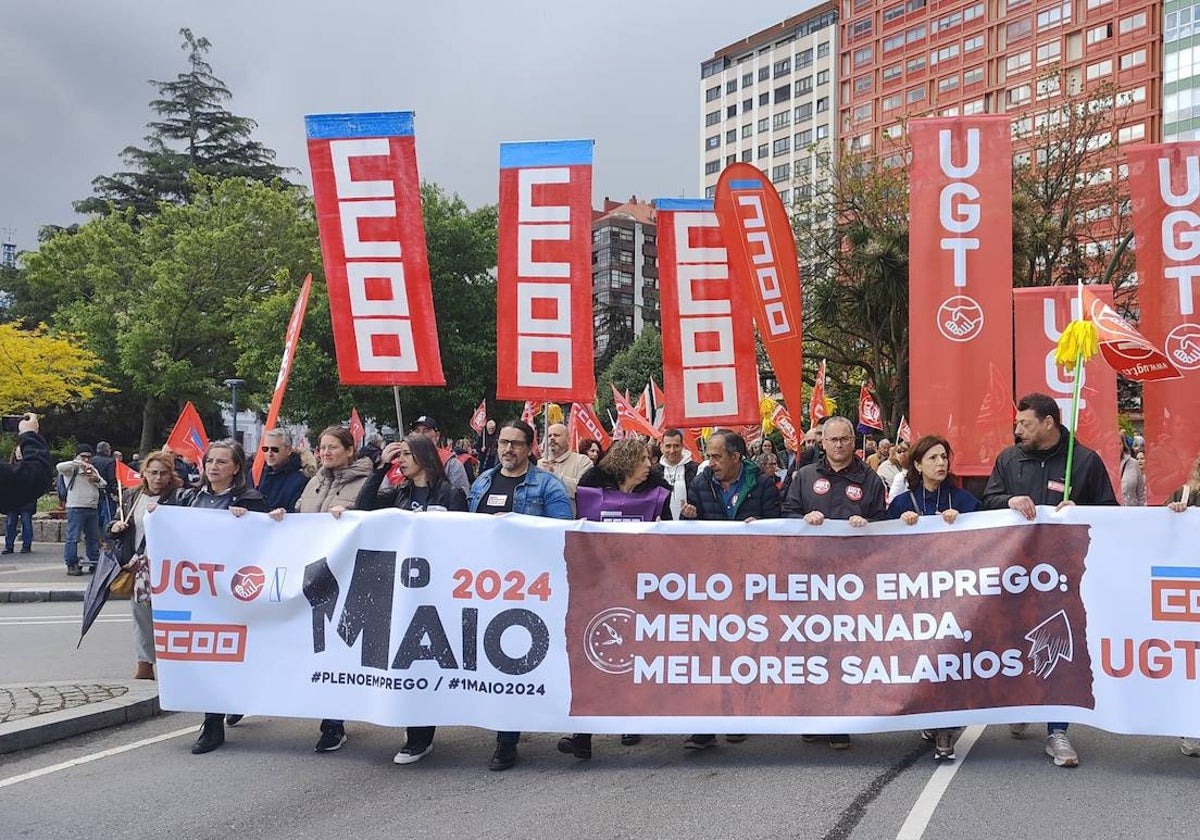 La manifestación central de UGT y CCOO en La Coruña