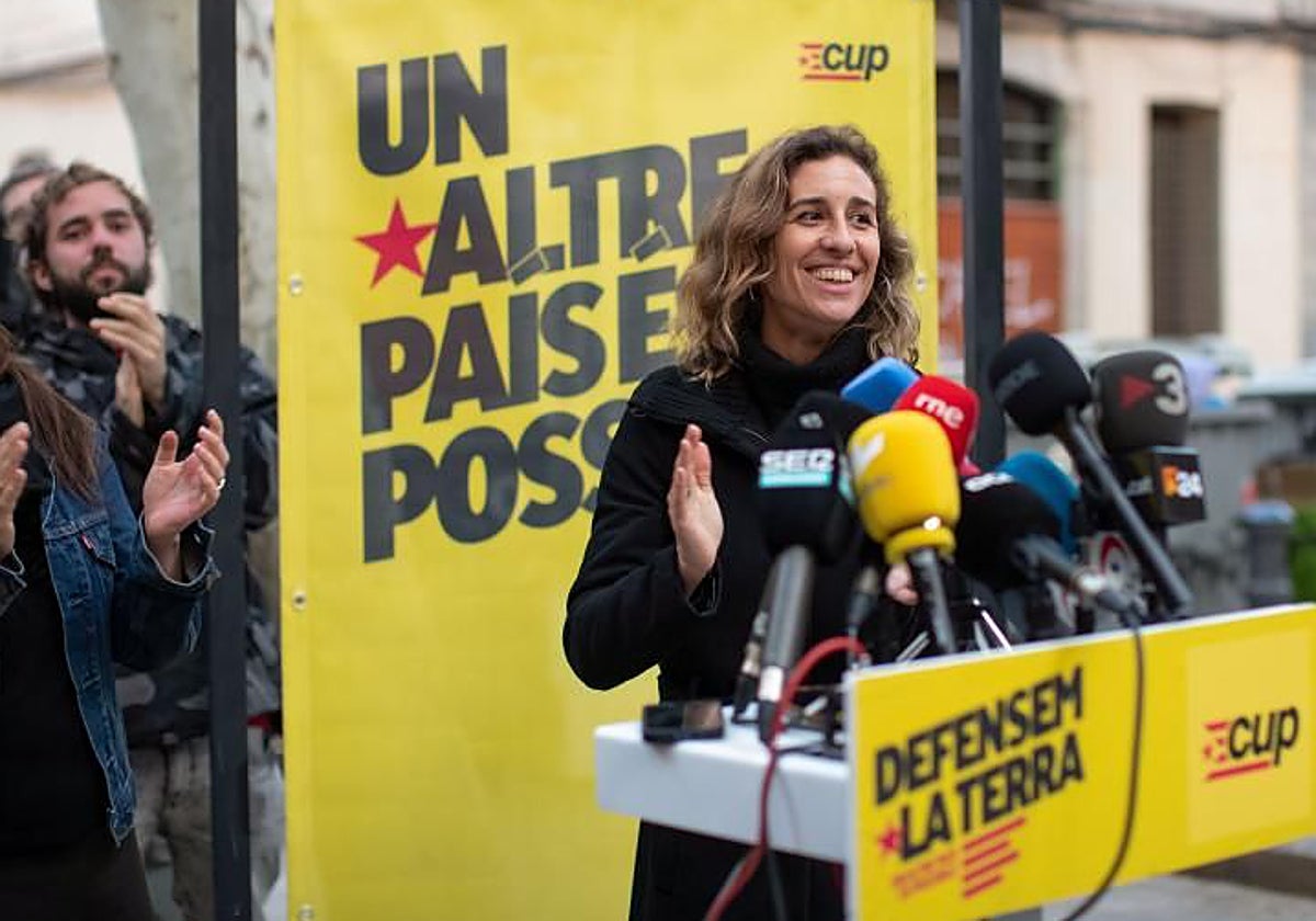 Estrada, estos días durante un mitin en Barcelona