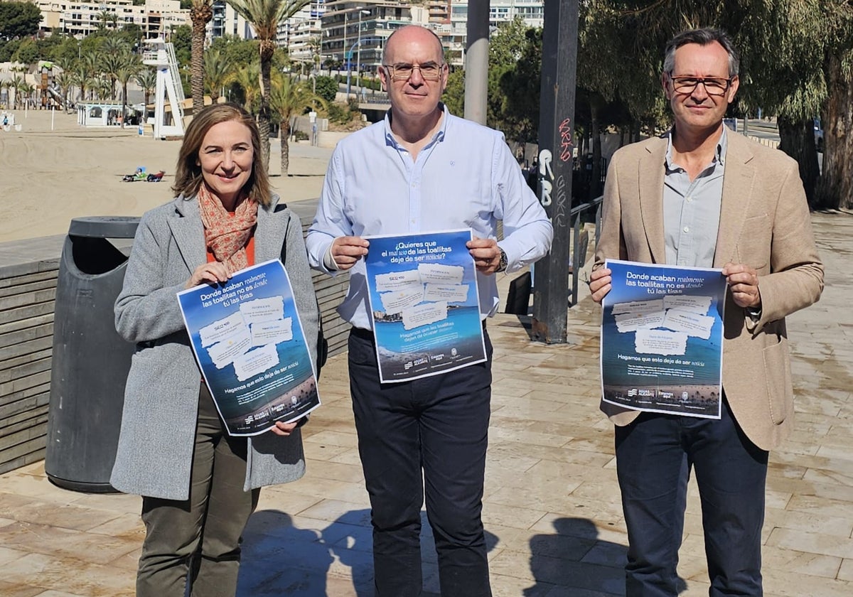 Presentación de la campaña de divulgación sobre las toallitas impulsada por Aguas de Alicante y el Ayuntamiento.