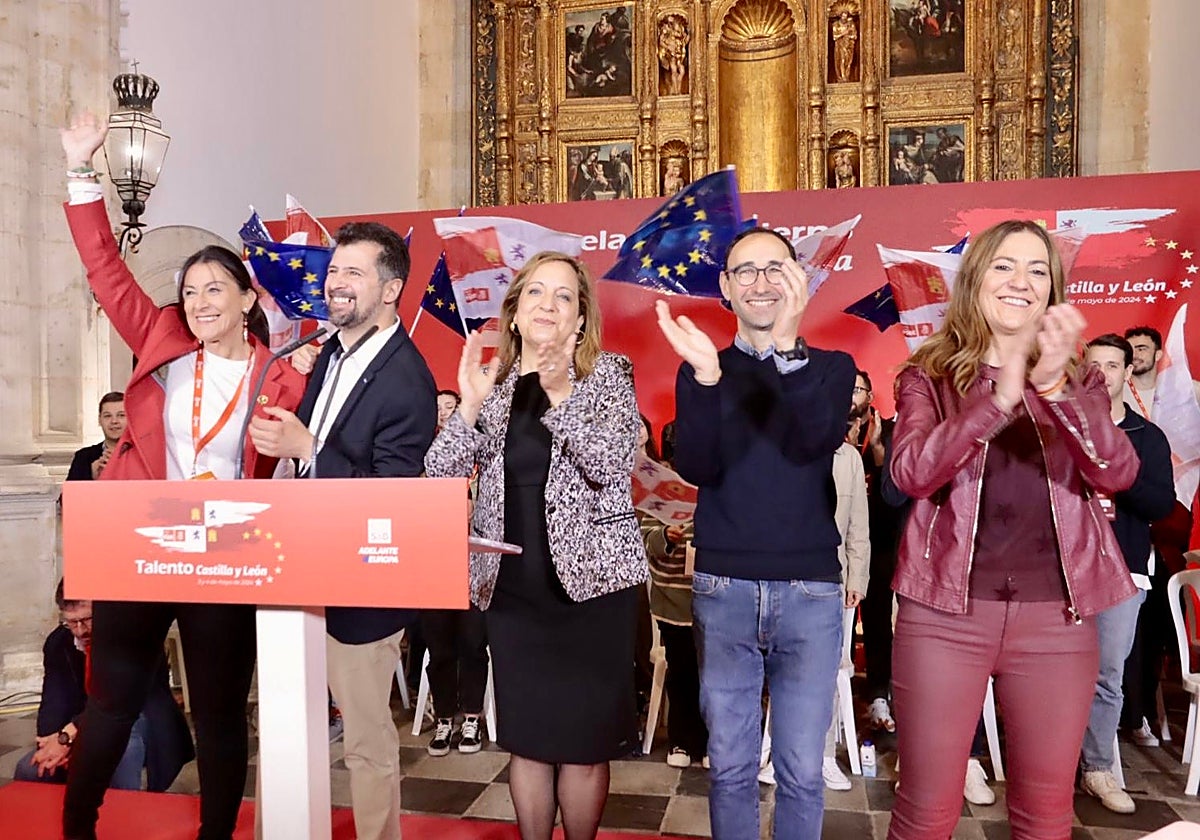 Ana Sánchez, Luis Tudanca, Iratxe García, David Serrada y Virginia Barcones, este sábado en Salamanca