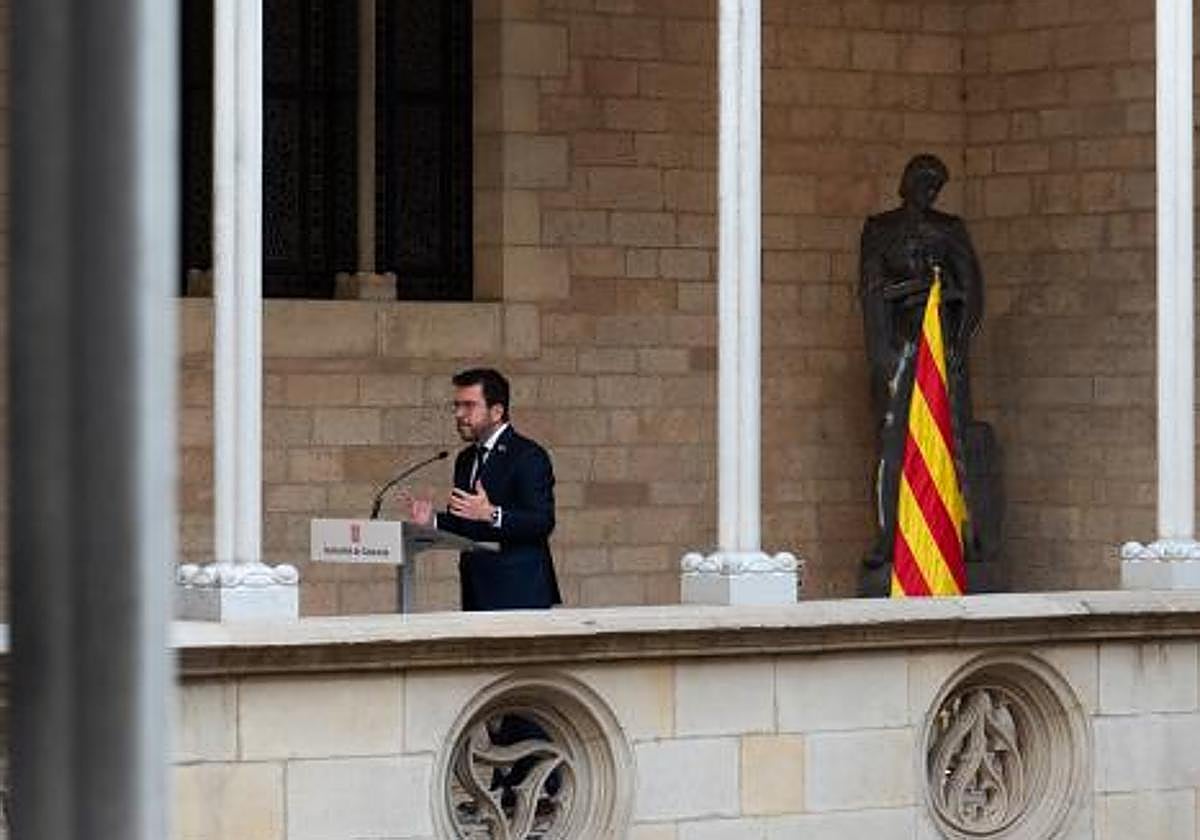 Pere Aragonès, en una comparecencia en el Palau de la Generalitat