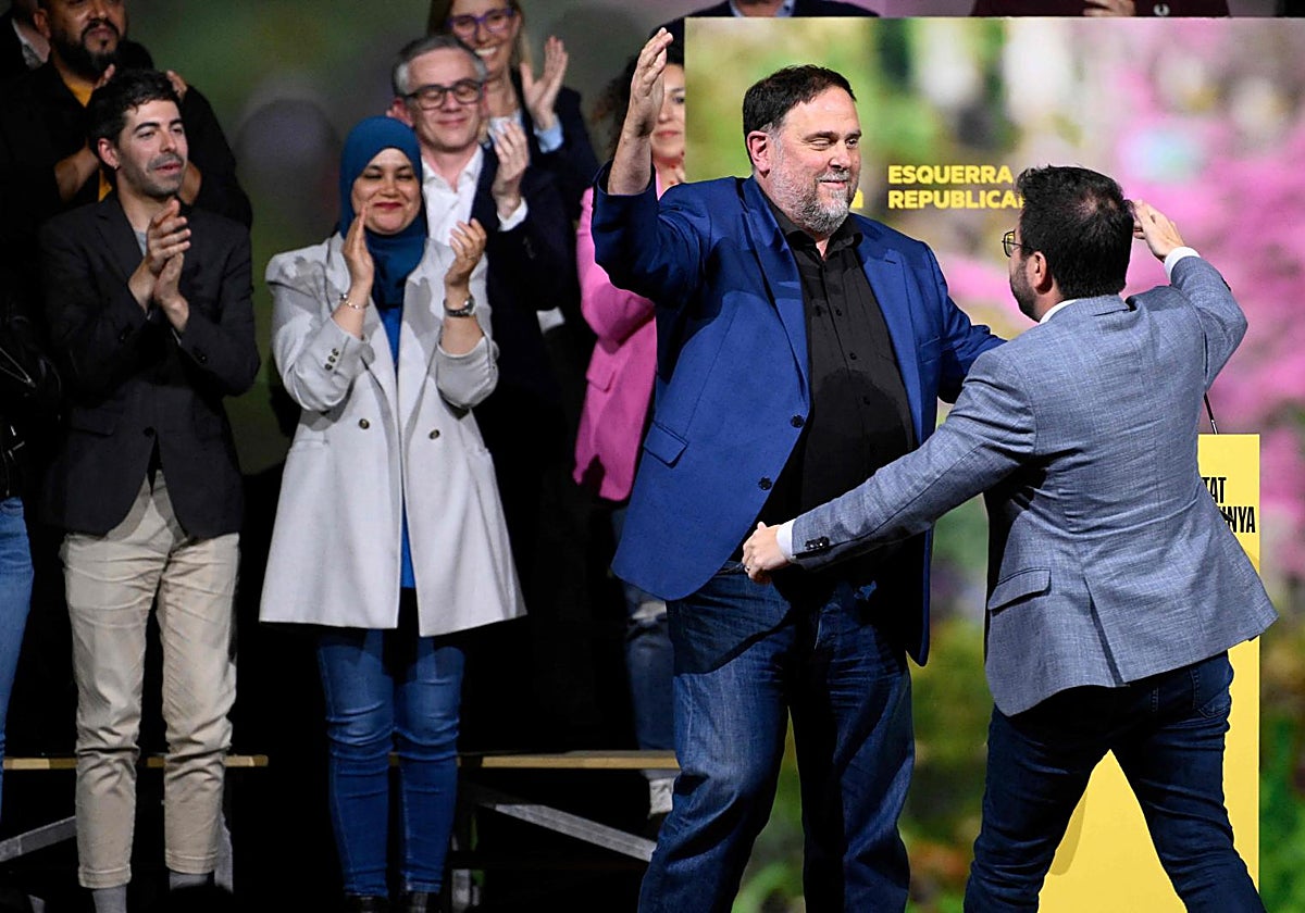 Junqueras y Aragonès, en un acto electoral