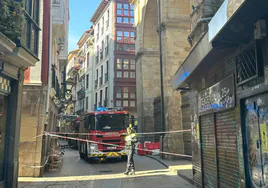 Cinco obreros heridos tras el derrumbe de un edificio en obras en Bilbao