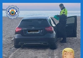 La Policía de Benidorm retira un coche dentro de la playa: «Para aparcar, la toalla»