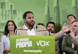 El líder de Vox en Cataluña, Ignacio Garriga, este domingo tras el escrutinio electoral