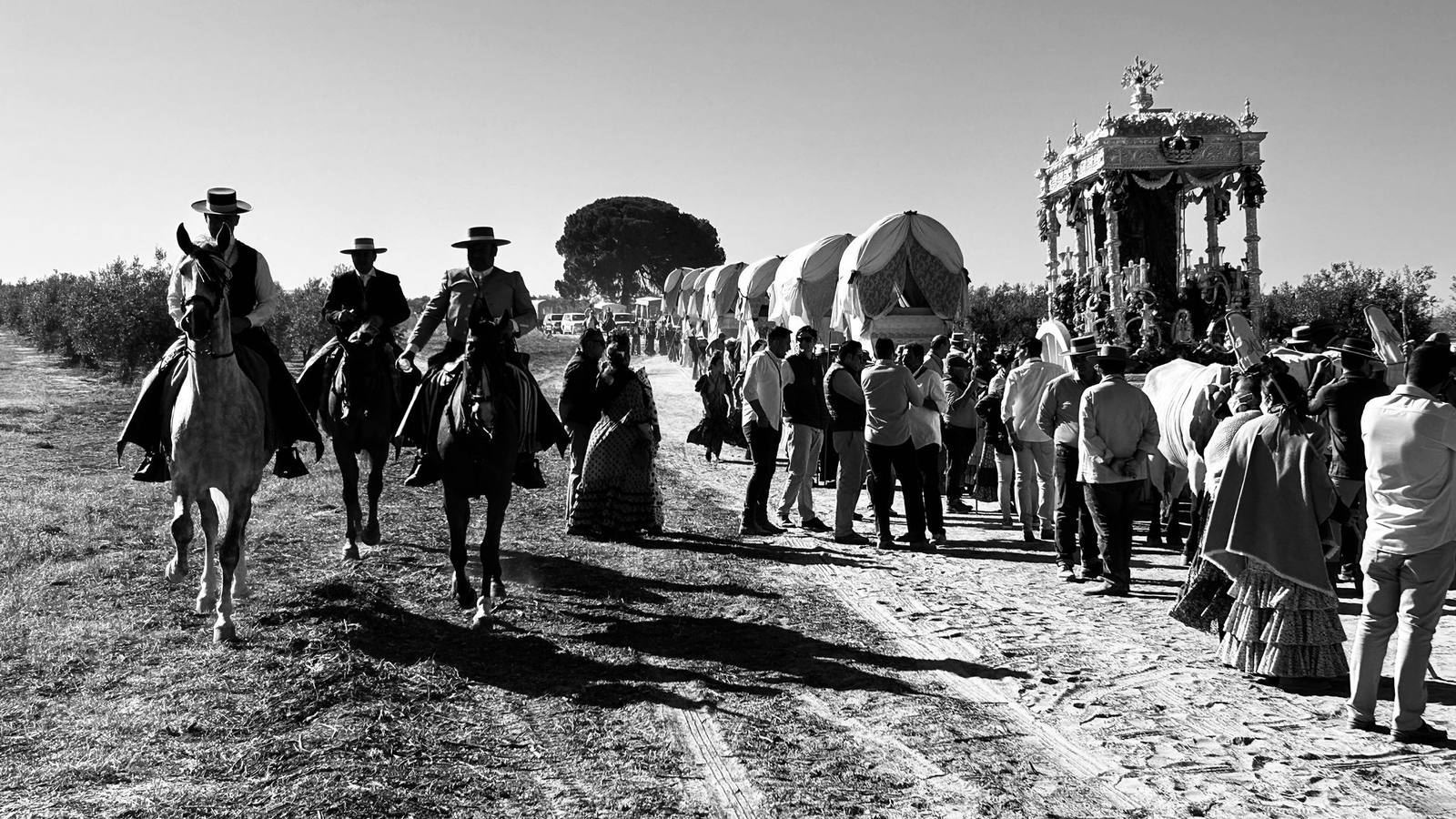 Estampas de la hermandad de Coria del Río en su segundo día de camino hacia El Rocío