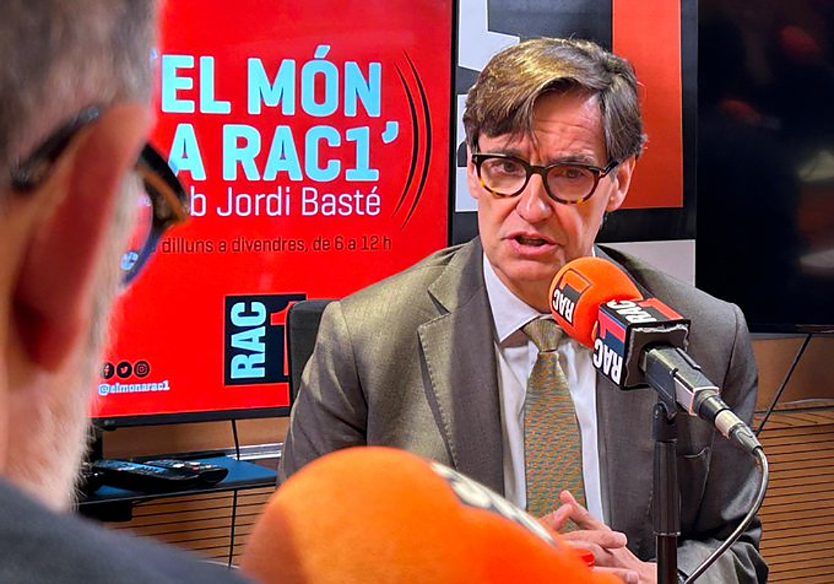 Salvador Illa, líder del PSC, en los estudios de RAC1