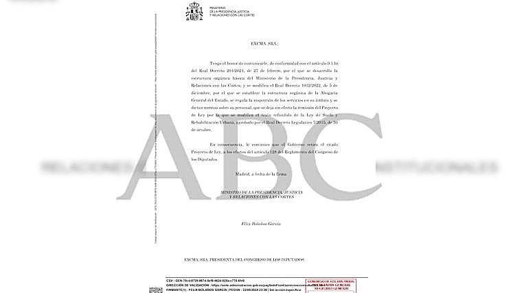 Consulta el documento con el que el Gobierno retira la reforma de la ley del suelo