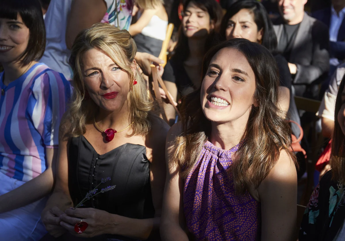 Yolanda Díaz e Irene Montero, en un acto en Madrid en la Residencia de Estudiantes