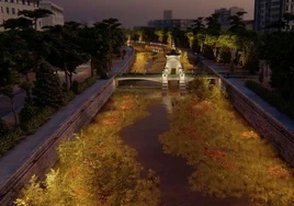 Proyectores 'inteligentes' iluminarán un tramo del río Manzanares en 2025