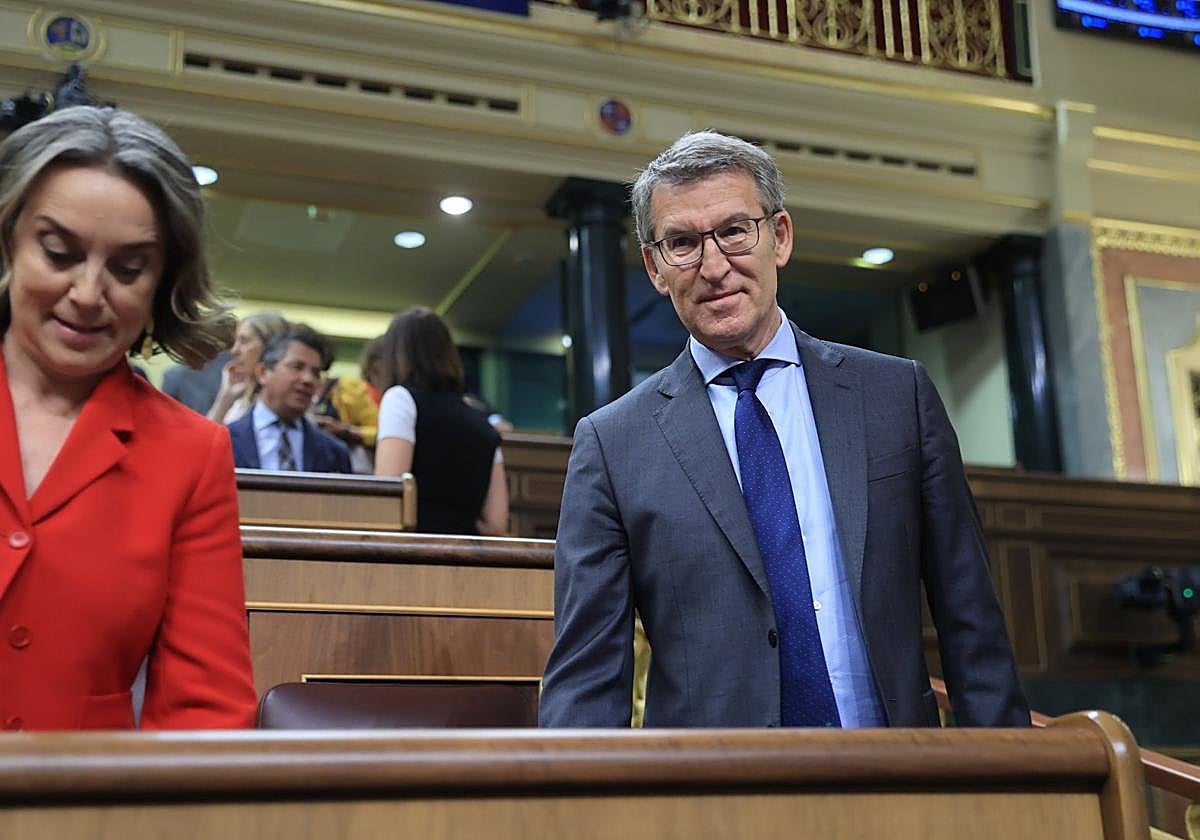 Alberto Núñez Feijóo, a su llegada este jueves al pleno del Congreso