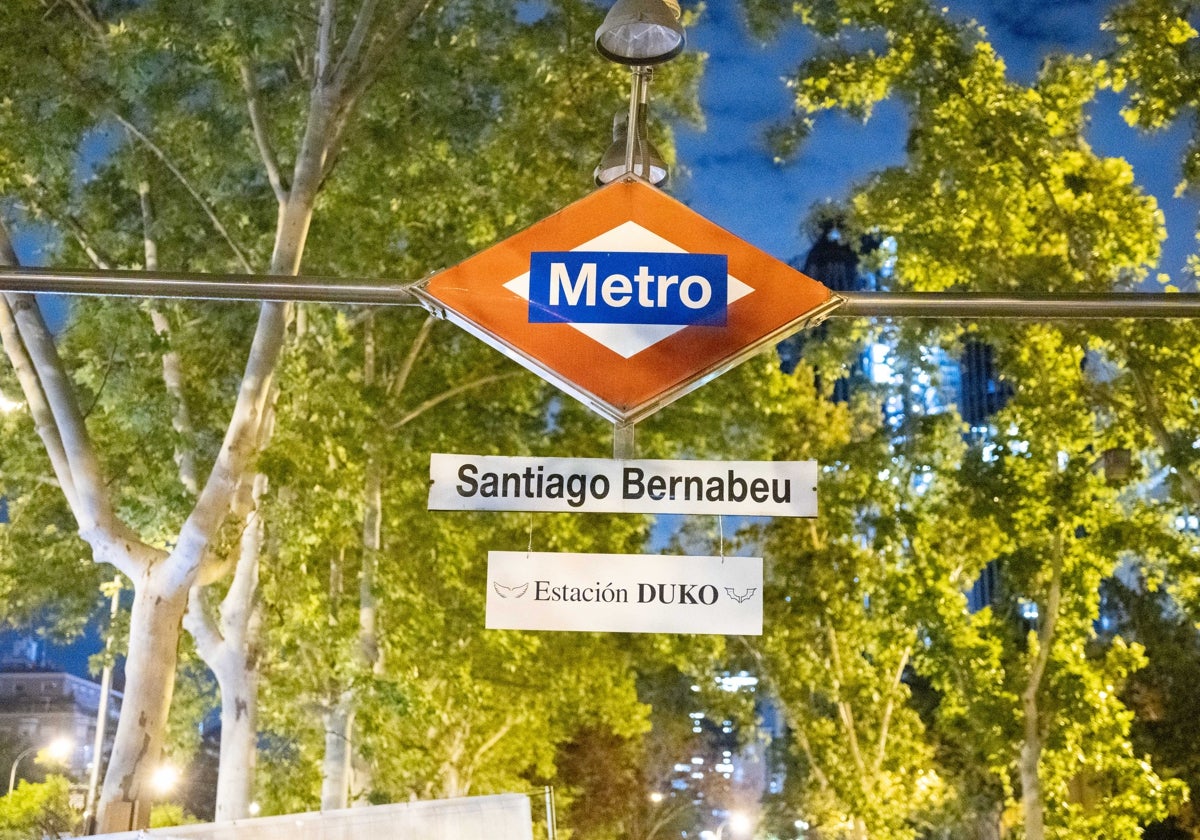 Imagen exterior de la estación de Metro de Santiago Bernabéu