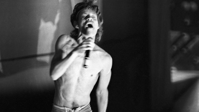 Mick Jagger, durante su actuación en el Calderón, en 1982