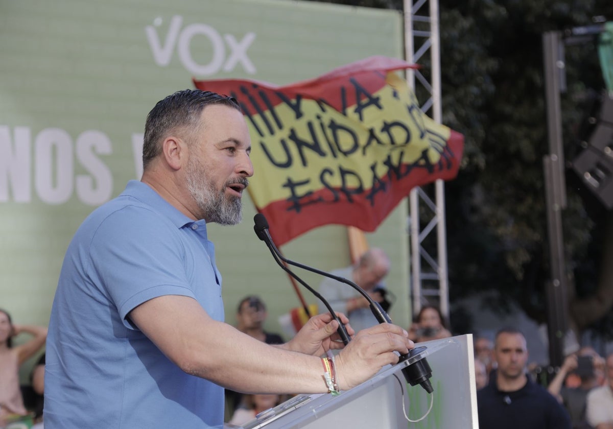 Santiago Abascal, durante su mitin de este martes en Sevilla