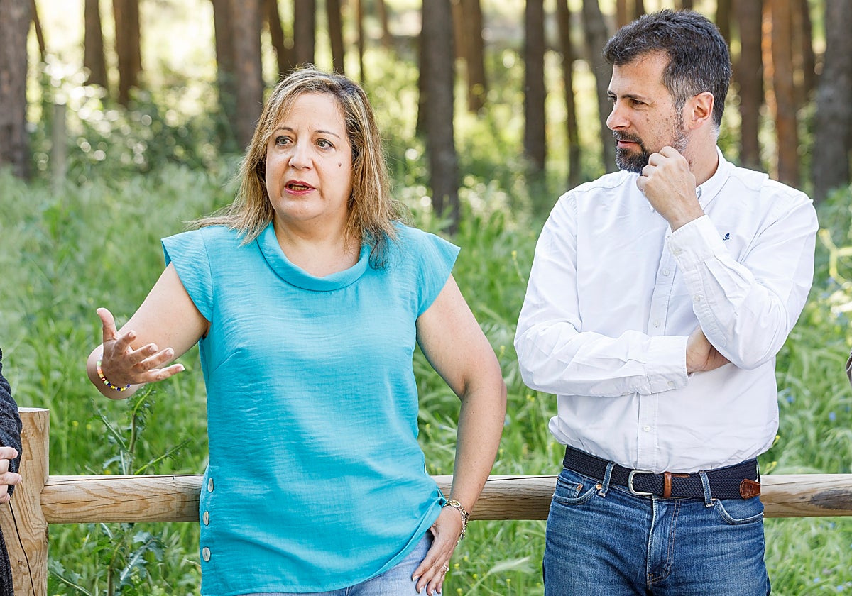 Iratxe García y Luis Tudanca, durante su visita este miércoles a Valsaín (Segovia)
