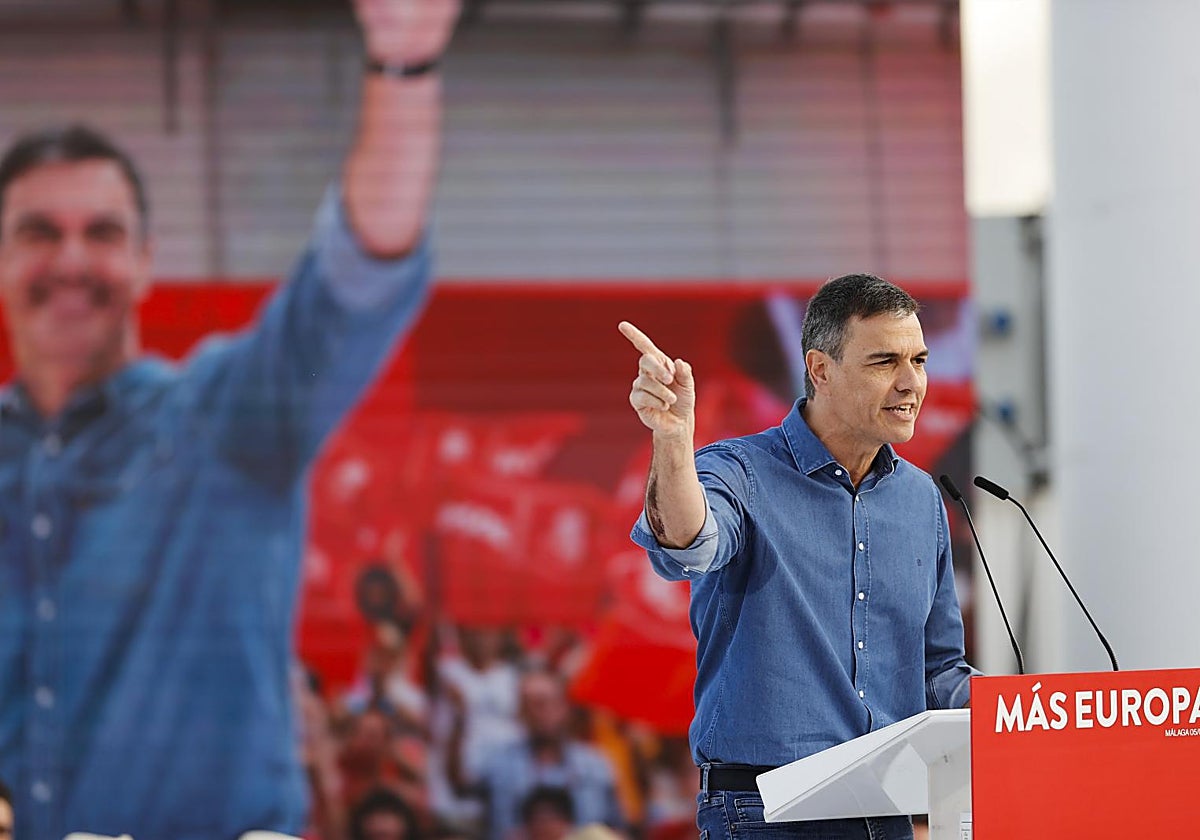 Pedro Sánchez, durante un acto electoral de los socialistas en Benalmádena
