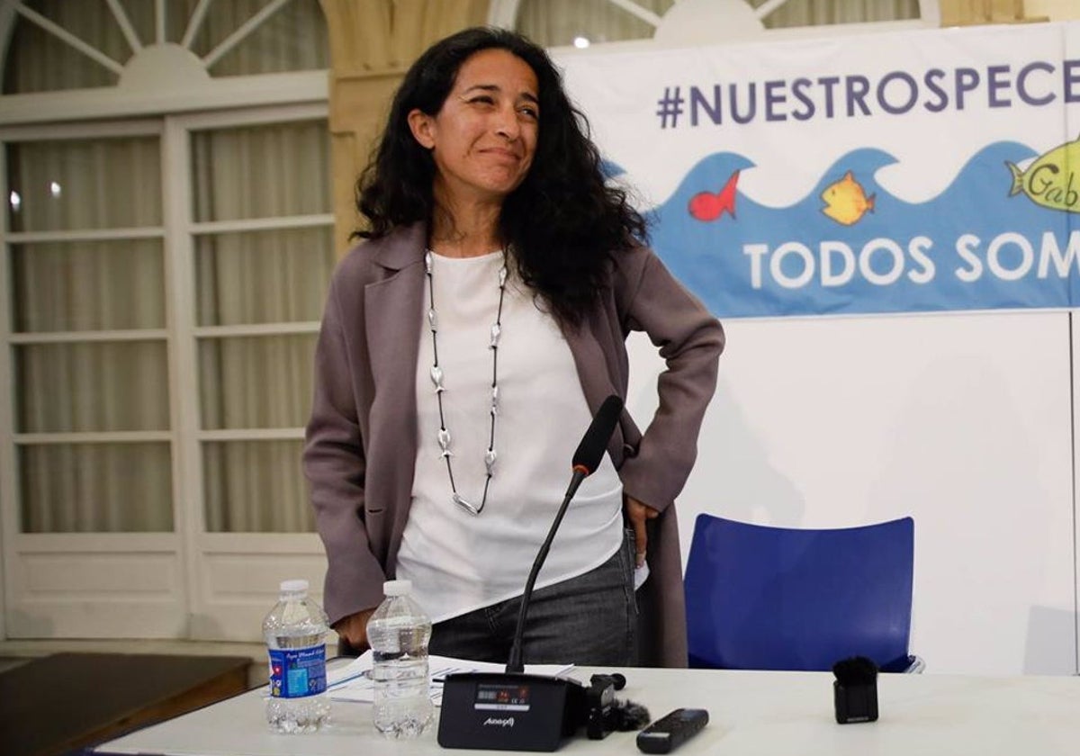 Patricia Ramírez durante la rueda de prensa en Almería hace un mes