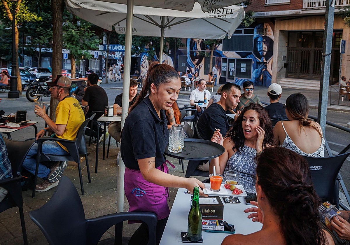 Terrazas en Lavapiés, en el centro de Madrid