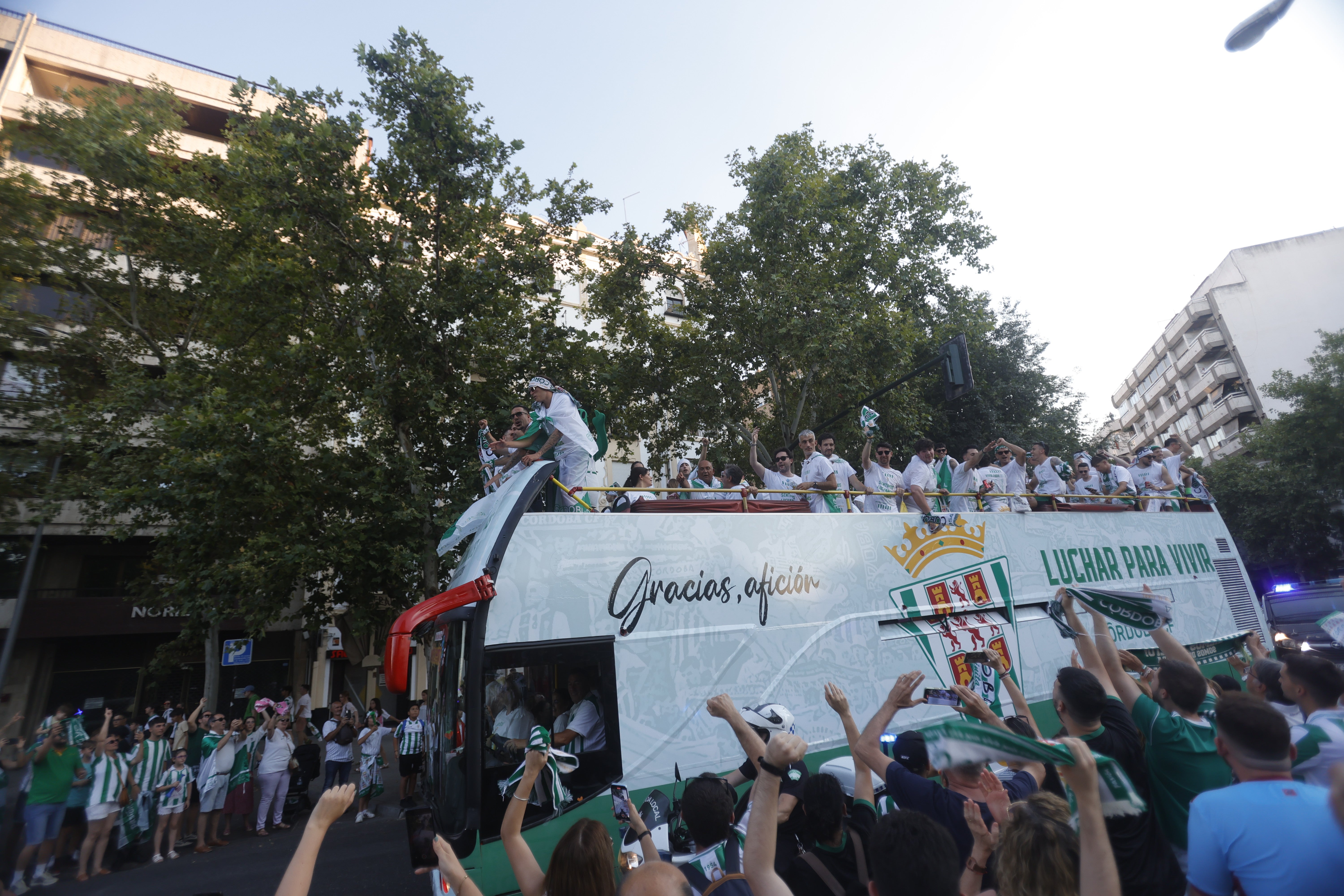 Las imágenes de la multitudinaria rúa del Córdoba CF por las calles