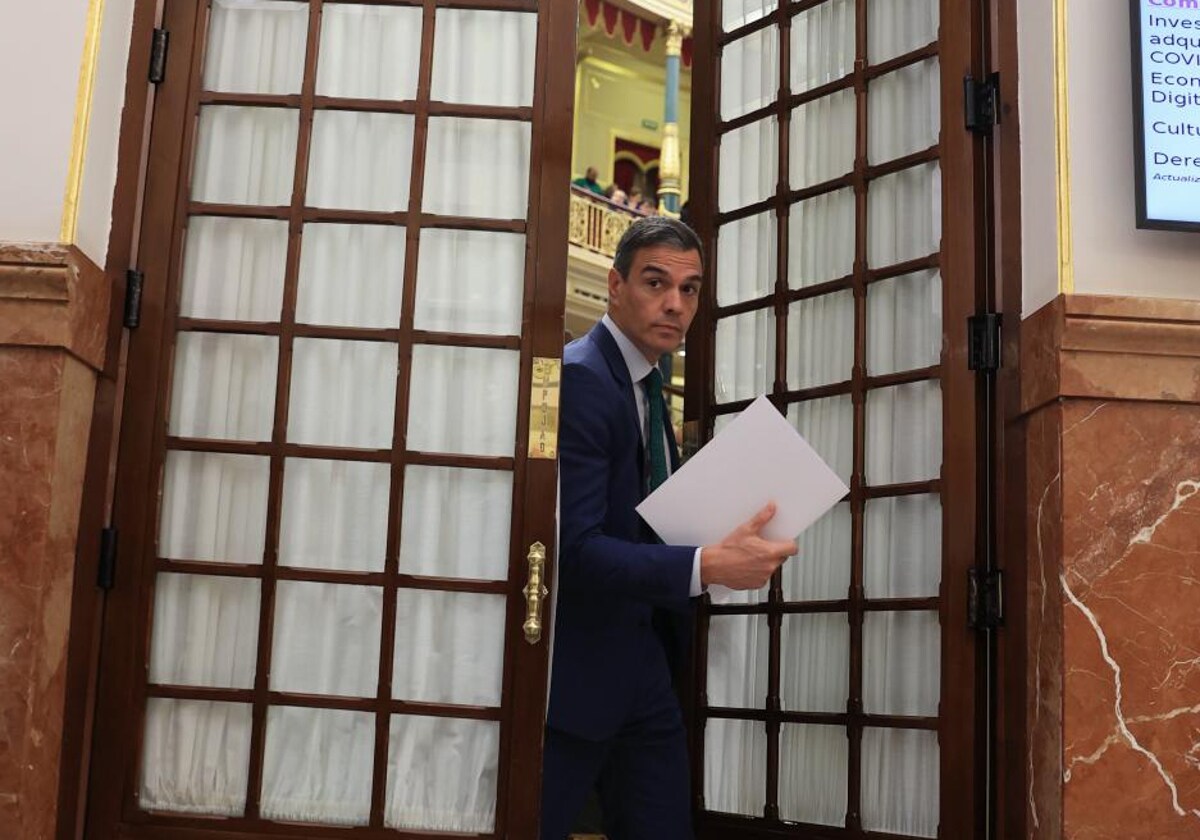 El presidente del Gobierno, Pedro Sánchez, ayer en el Congreso de los Diputados