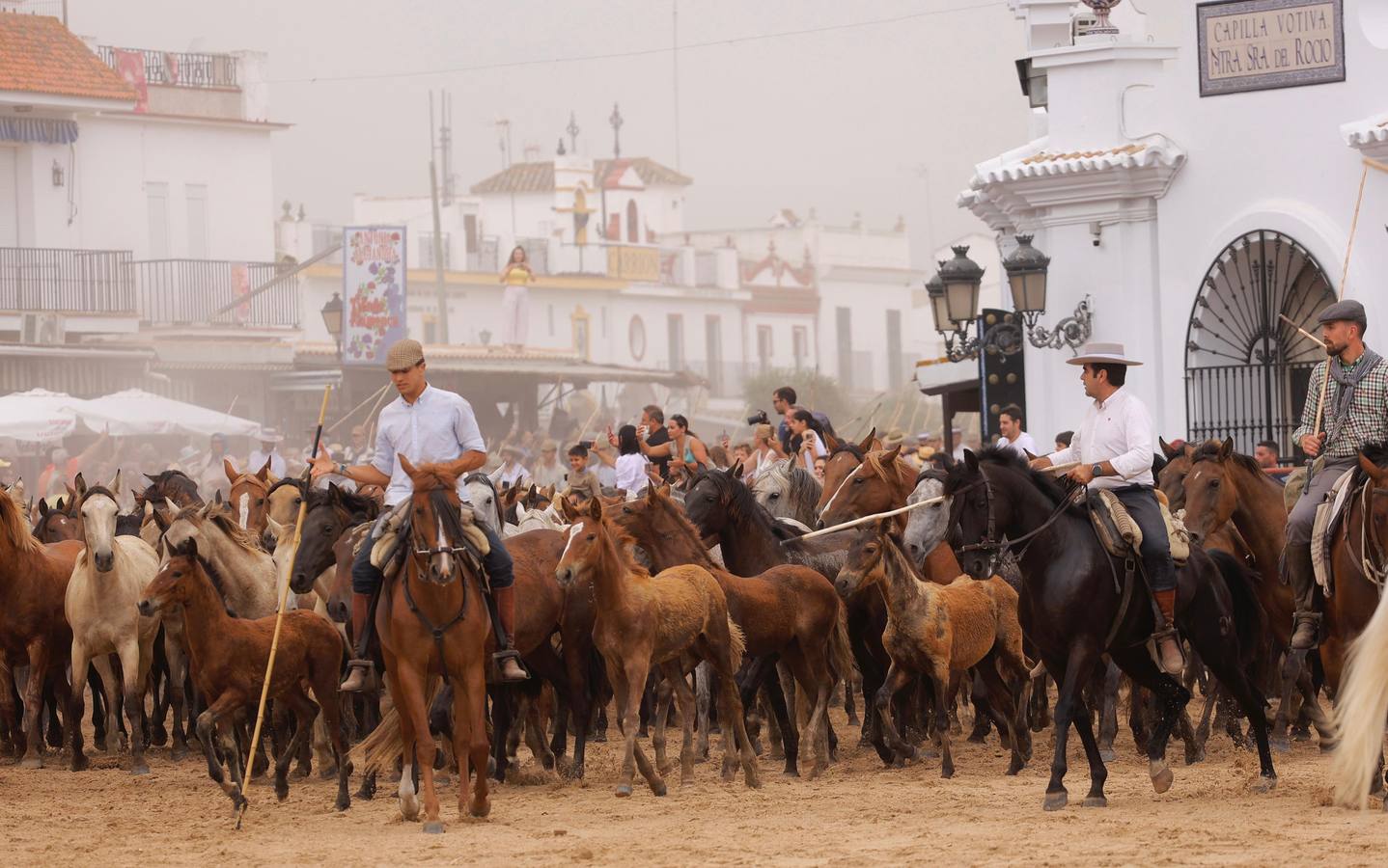 Espectaculares imágenes de la Saca de las Yeguas a su paso por El Rocío