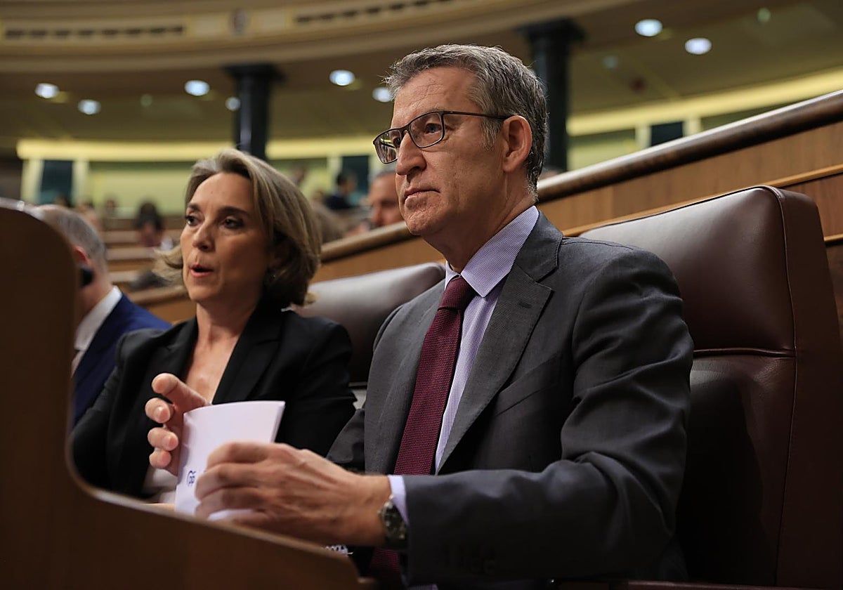 Alberto Núñez Feijóo y Cuca Gamarra, en el Congreso