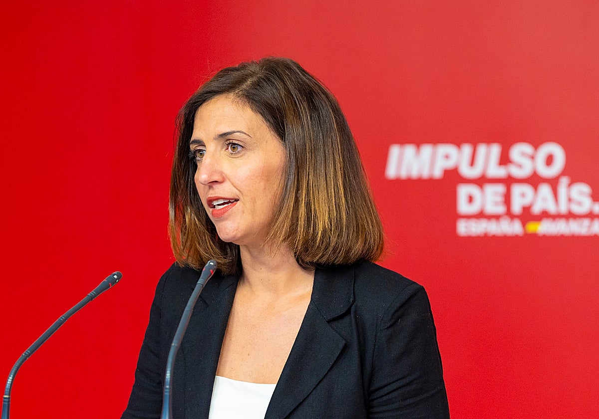 La portavoz del PSOE, Esther Peña, este lunes en Ferraz