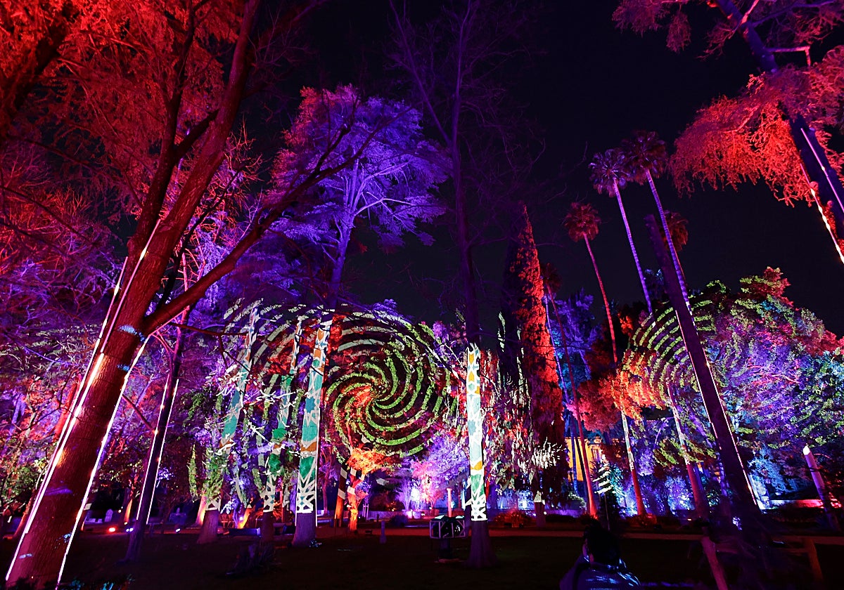 Un momento del espectáculo nocturno de luz y sonido en el Alcázar